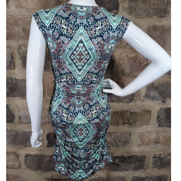 Kut From The Kloth Dress Woman's 4 Dorsey Ruched Knit V-Neck Green Bodycon Knee - Picture 5 of 13